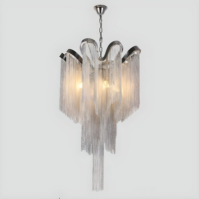 Contemporary Silver Chandelier with Ambient Aluminum Shades - Modern Style for a Stylish Home