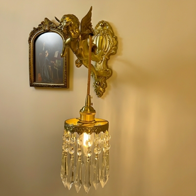 Elegant Gold Metal Wall Sconce with Clear Glass Shade - Hardwired LED Light