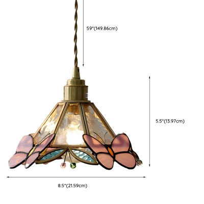 Elegant Tiffany Style Stained Glass Pendant with Adjustable Hanging Length for Residential Use