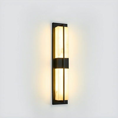 Modern Black Steel Wall Lamp with Warm Light LED Bulbs and White Resine Shade