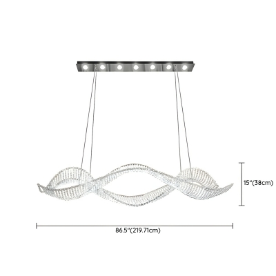 Modern Clear Crystal Island Pendant Light with Adjustable Hanging Length