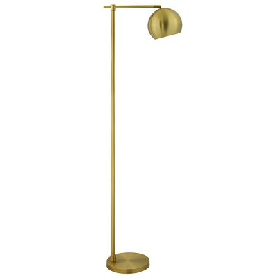 Modern Gold Floor Lamp with Antique Brass Dome Shade and Foot Switch