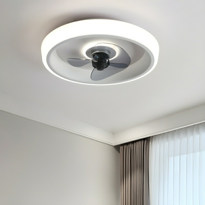 Modern Grey Ceiling Fan with Stepless Dimming Remote Control and LED Light