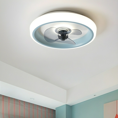 Modern Grey Ceiling Fan with Stepless Dimming Remote Control and LED Light