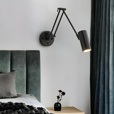 Modern Hardwired 1-Light Wall Sconce with Iron Shade and Rocker Switch