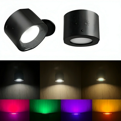 Rechargeable RGB Touch Wall Lamp with Black Plastic Shade - Modern Style LED Bulbs