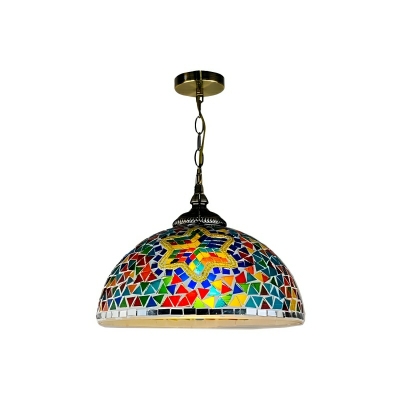 Tiffany Style Stained Glass Pendant Light with Adjustable Hanging Length and Chain Mounting