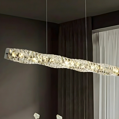 Versatile Crystal Rectangle Island Pendant with Adjustable Hanging Length