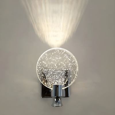 1-Light Clear Crystal Vanity Light with Modern Metal Frame and LED Bulbs
