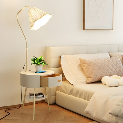 Contemporary Modern Unique White Floor Lamp with Adjustable Height and 3 Color Light