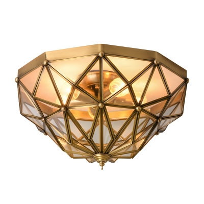Elegant Gold Colonial Flush Mount Ceiling Light - Contemporary Clear Glass Shade Design