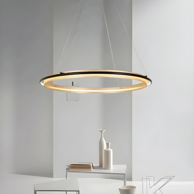 Geometric Modern Chandelier with Beige Shades, LED Bulbs, and Adjustable Hanging Length