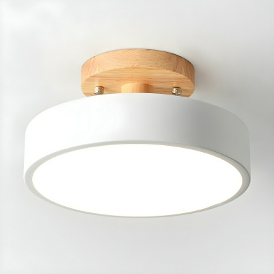 Modern Cylinder LED Semi-Flush Mount Ceiling Light in White for Residential Use and Easy Maintenance
