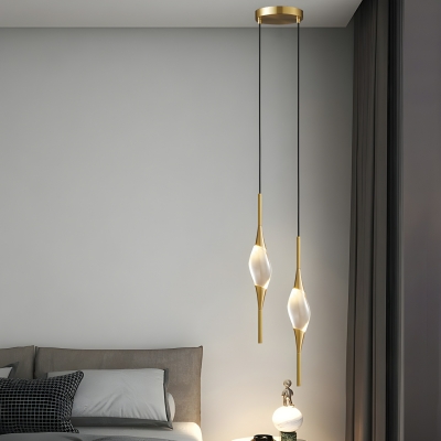 Modern Gold Pendant Light with Hanging Crystal Shade and Clear Chain Cord