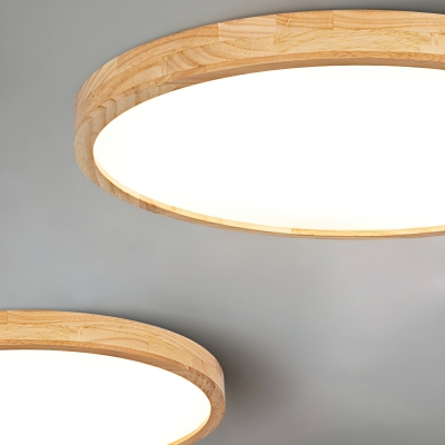 Modern LED Wood Flush Mount Ceiling Light with Acrylic Shade for Residential Use
