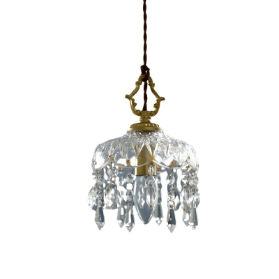 Modern Pendant Light with Clear Crystal Shade and Adjustable Hanging Length