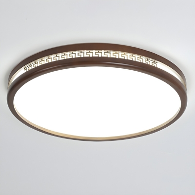 Modern Wood Circle LED Flush Mount Ceiling Light with White Acrylic Shade