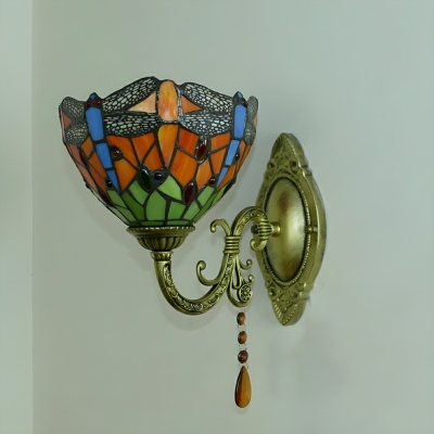 Tiffany Stained Glass Vanity Light with One Multi-Color Shade