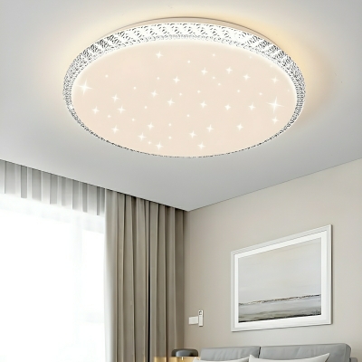 White LED Bulbs Modern Flush Mount Ceiling Light with Crystal Shade