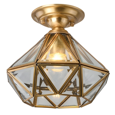 Colonial Style Close To Ceiling Light with 5 Incandescent Led Bulbs and Clear Glass Shades