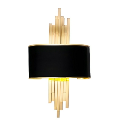 Elegant Steel 2-Light Hardwired Wall Sconce with Fabric Shade