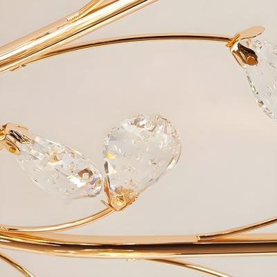 Gold Modern Bi-pin Sputnik Semi-Flush Mount Ceiling Light with Clear Crystal Shades