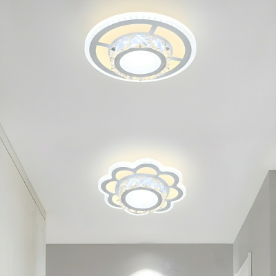 Modern Acrylic Flush Mount Ceiling Light with Clear Crystal Details