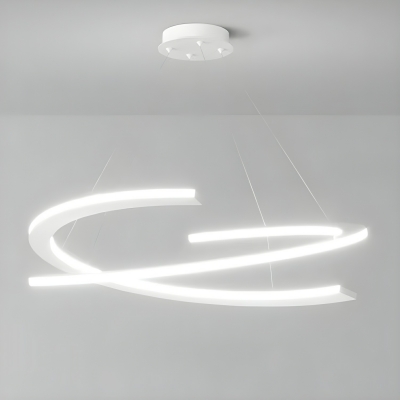 Modern LED Chandelier with Ambient Acrylic Shade - Adjustable Hanging Length - Sleek Metal Design