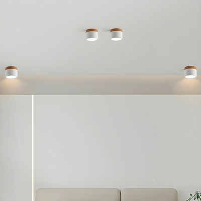 Modern LED Flush Mount Cylinder Ceiling Light in White with Acrylic Shade