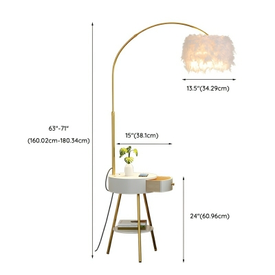 Modern Unique Novelty LED Floor Lamp with Adjustable Height and Feather Shade