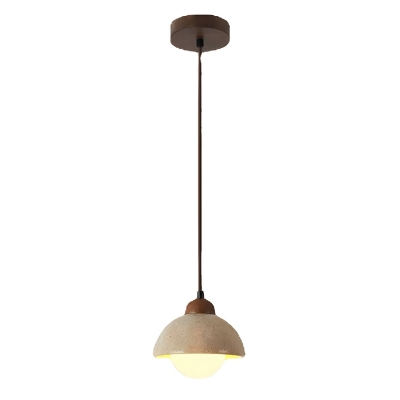 Modern Wood Pendant Light in Khaki with Bi-Pin Design and Stone Shade