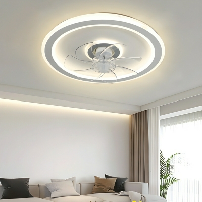Remote Control Stepless Dimming White Acrylic Ceiling Fan with LED Light and 7 Metal Blades