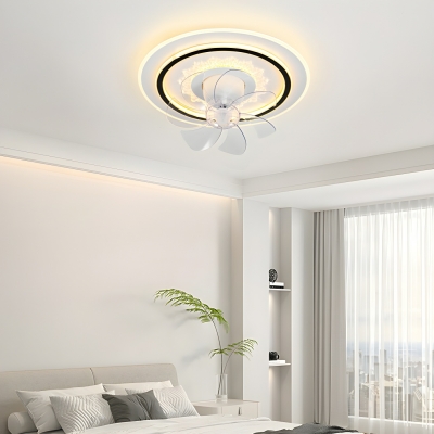Seven-blade Acrylic Ceiling Fan with Stepless Dimming Remote Control and Integrated LED Light