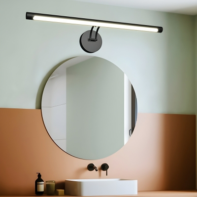 Sleek Black Metal Vanity Light with Integrated LED and Plastic White Shade