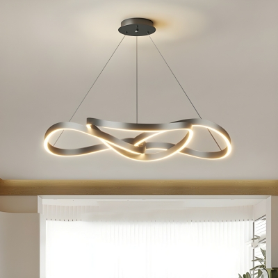 Sleek Linear LED Chandelier - Modern Silica Gel Shade with Adjustable Hanging Length