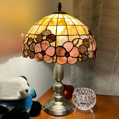 Tiffany Style Gold Dome Table Lamp with Multi-Color Shell Shade