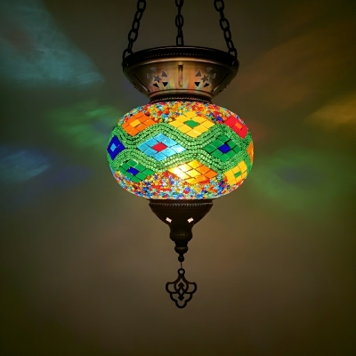 Tiffany Style Stained Glass Pendant Light with Adjustable Hanging Length and LED Bulb Maximum