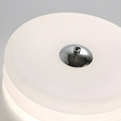 White Glass Cylinder LED Flush Mount Ceiling Light with Modern Style for Residential Use