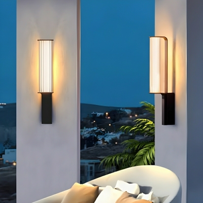Black 1-Light Outdoor Wall Sconce Modern, Hardwired with Clear Acrylic Shade