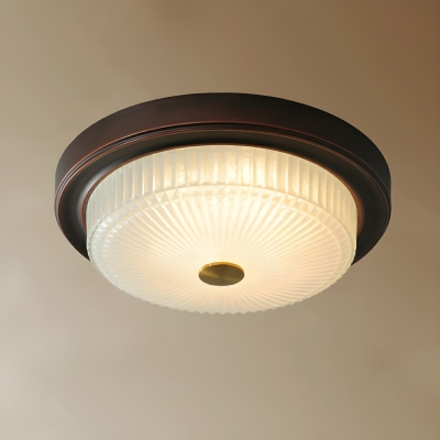 Chic Brown Metal Flush Mount Ceiling Light - Modern Illumination with Clear Glass Shade