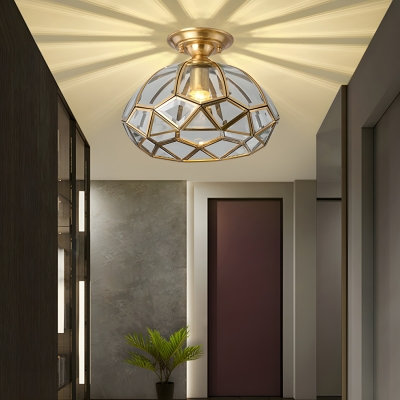 Colonial Style Close To Ceiling Light with 5 Incandescent Led Bulbs and Clear Glass Shades