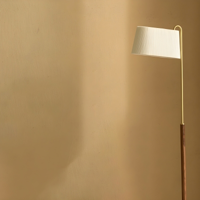 Contemporary Wood Floor Lamp with LED Bulb and White Rectangular Shade