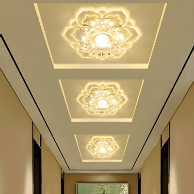 Elegant Modern White Crystal Flush Mount Ceiling Light with Clear Shade
