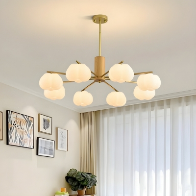 Elegant White Wood Chandelier with Modern Style and Bi-pin Lights