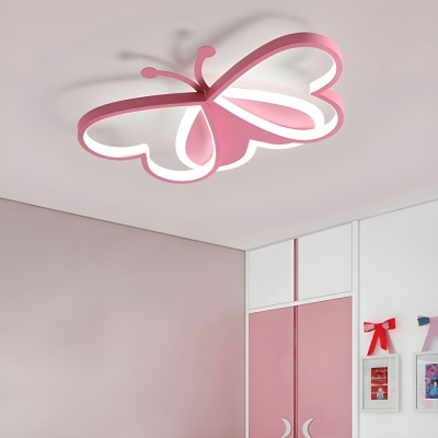 LED Children's Metal Semi-Flush Mount Ceiling Light with Iron Shade for Residential Use