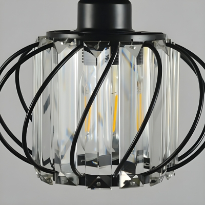 Modern Black Metal and Crystal Pendant - Contemporary Lighting for Residential Use