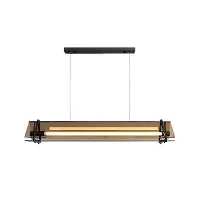 Modern Clear Glass Linear Pendant Light with Adjustable Hanging Length