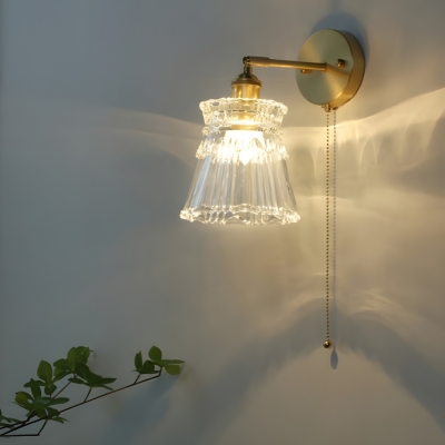 Modern Gold Hardwired Glass Wall Sconce with Clear Glass Shade, 1-Light, Ideal for Residential Use