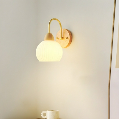 Modern Hardwired Wood Wall Sconce with Clear Glass Shade for Cozy Home Lighting