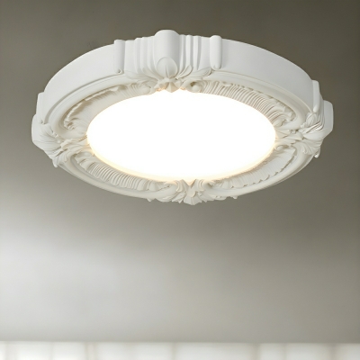 Modern White Acrylic LED Flush Mount Ceiling Light with 3 Color Light